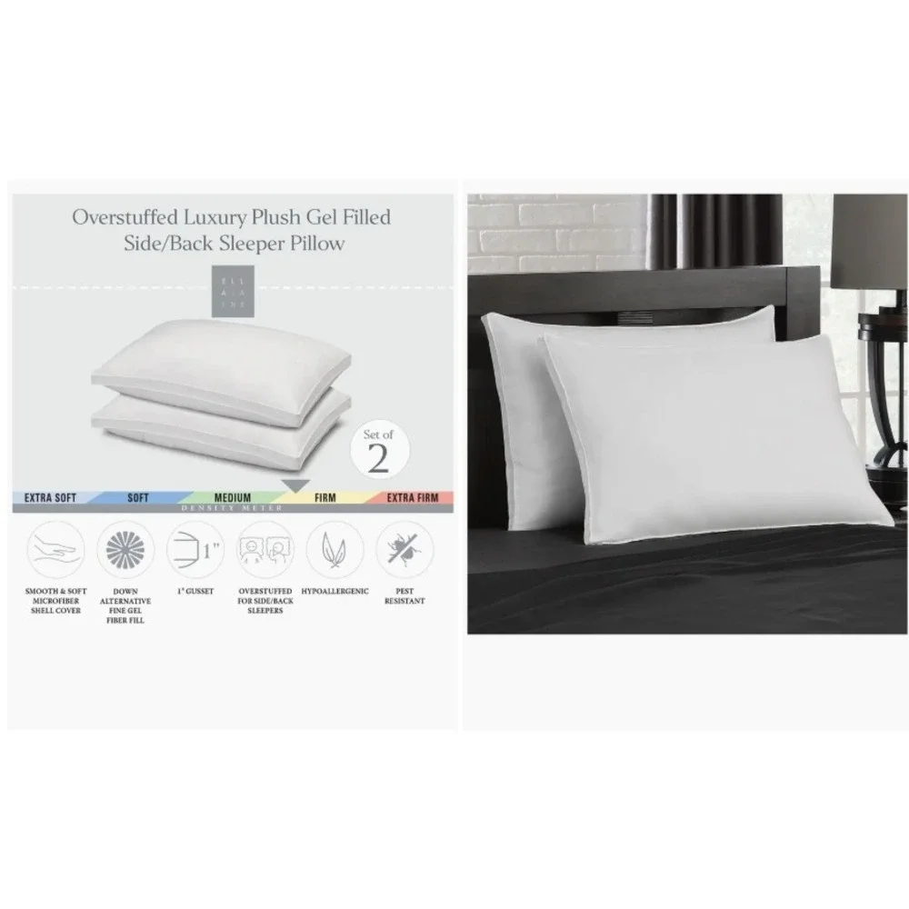 Ella Jayne Gusseted Firm Plush Down Alternative Side/Back Sleeper Pillow Set 2